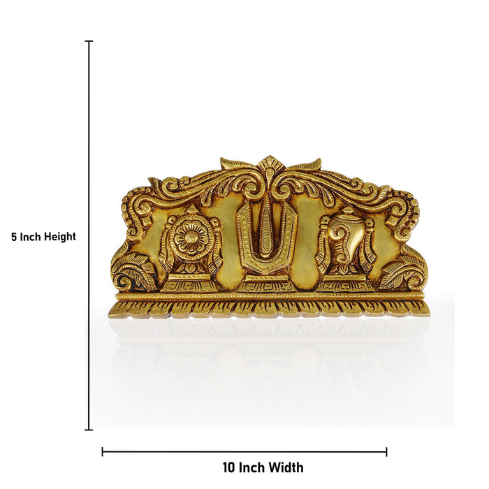 Brass Shankh Chakra Namam Plate - 5 x 10 Inches | Shank Chakra Plate for Pooja/ 1.760 Kgs Approx - Pooja Plate & Tray