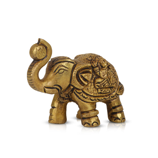 Elephant Statue - 2 x 3 Inches | Brass Idol/ Elephant Figurine/ Elephant Idol for Home Decor - Table Stand Accessories
