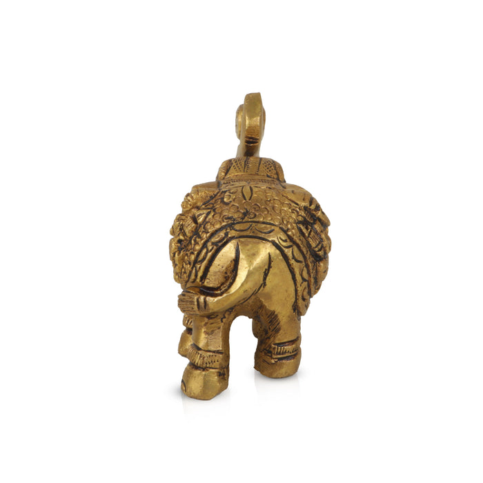 Elephant Statue - 2 x 3 Inches | Brass Idol/ Elephant Figurine/ Elephant Idol for Home Decor - Table Stand Accessories