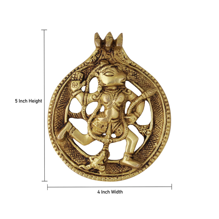 Hanuman Wall Hanging - 5 Inches | Antique Brass Statue/ Anjaneya Statue for Pooja/ 290 Gms Approx