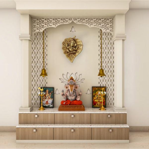 Leaf Ganesha - 7 Inch | Ganesha Head/ Brass Idol/ Antique Finish Ganpati Wall Hanging for Pooja - Wall Hanging