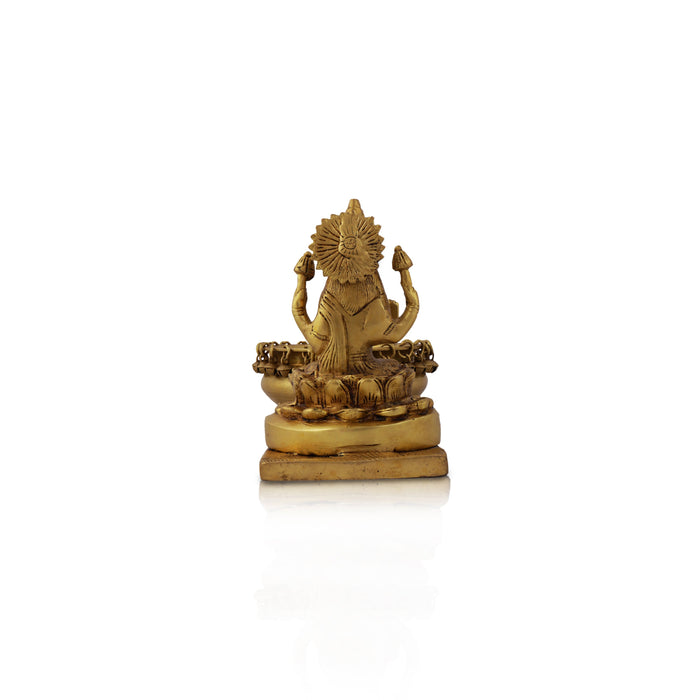 Lakshmi with Ghungroo Urli - 7 Inches | Antique Brass Uruli/ Brass Bowl with Laxmi Idol/ 3.735 Kgs Approx - Uruli & Flower Pot