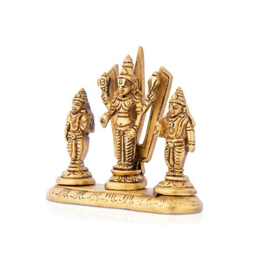 Balaji Murti | Balaji Sridevi Boodevi with Namam/ Antique Brass Statue/ Balaji Statue for Pooja - Brass Murties