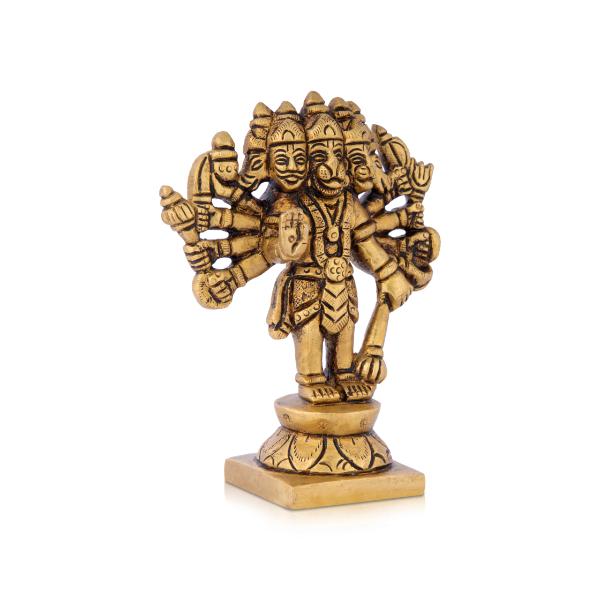 Panchamuga Hanuman - 4 Inches | Anjaneya Statue/ Antique Brass Statue/ Hanuman Murti for Pooja