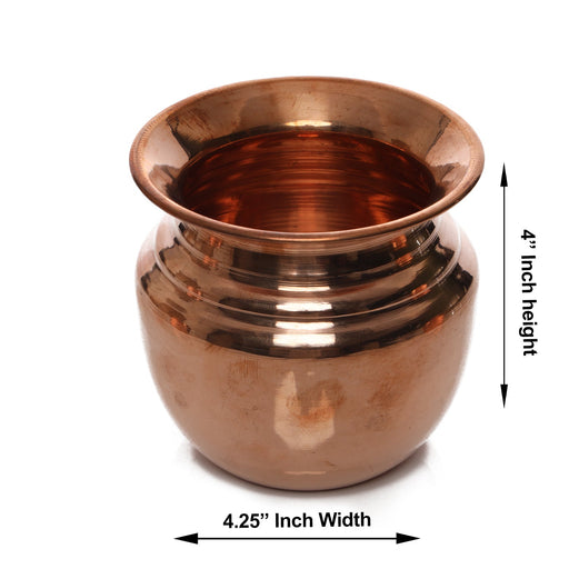 Copper Lota - 4 x 4.25 Inches |  Kalash Pot/ Chombu/ Pooja Pot/ Kalash for Pooja - Kalash & Pooja Lota