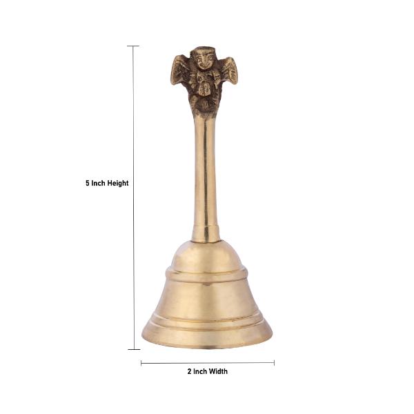 Hand Bell - 5 Inches | Pooja Bell/ Garudan Handle Ghanti for Home/ 160 Gms Approx - Pooja Bells