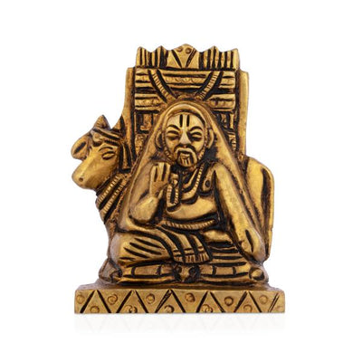 Raghavendra Swamy Idol - 2 x 1.75 Inches | Antique Brass Statue/ Raghavendra Statue for Pooja/ 200 Gms Approx