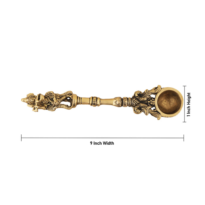 Achmani Spoon - 1 x 9 Inches | Brass Puja Spoon/ Uddharani for Pooja/ 460 Gms Approx