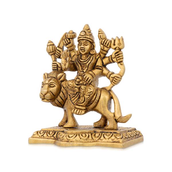 Durga Murti - 4 Inches | Brass Idol/ Antique Durga Maa Murti/ Durga Idol for Pooja/ 300 Gms Approx
