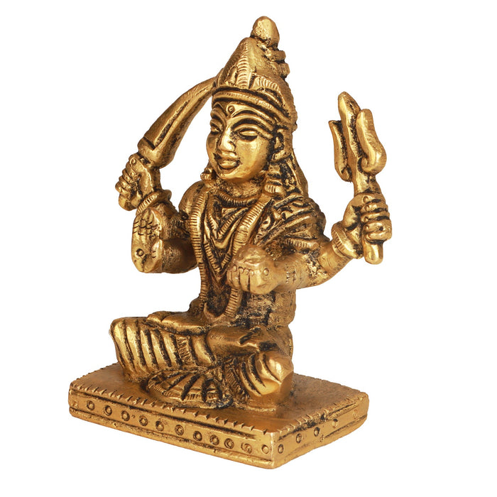 Santoshi Maa Idol - 2 Inches | Brass Idol/ Antique Santoshi Maa Murti for Pooja/ 250 Gms Approx - Brass Murties