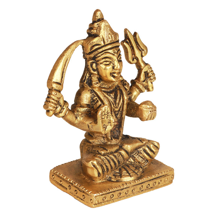 Santoshi Maa Idol - 2 Inches | Brass Idol/ Antique Santoshi Maa Murti for Pooja/ 250 Gms Approx - Brass Murties