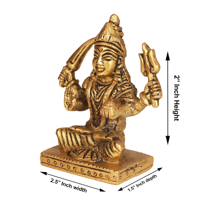 Santoshi Maa Idol - 2 Inches | Brass Idol/ Antique Santoshi Maa Murti for Pooja/ 250 Gms Approx - Brass Murties