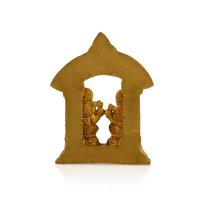 Laxmi Ganesh Murti - 4 Inches | Antique Brass Statue/ Lakshmi Ganesh Murti for Pooja/ 400 Gms Approx