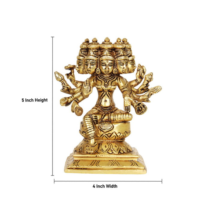 Gayatri Devi - 5 x 4 Inches | Brass Idol/ Gayatri Mata Murti/ Gayathri Idol for Pooja - Brass Murties