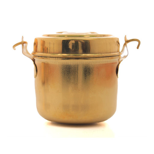 Brass Vessels - 3 x 4 Inches | Brass Box/ Brass Storage Container for Home/ 90 Gms Approx - Pooja Box & Paduka