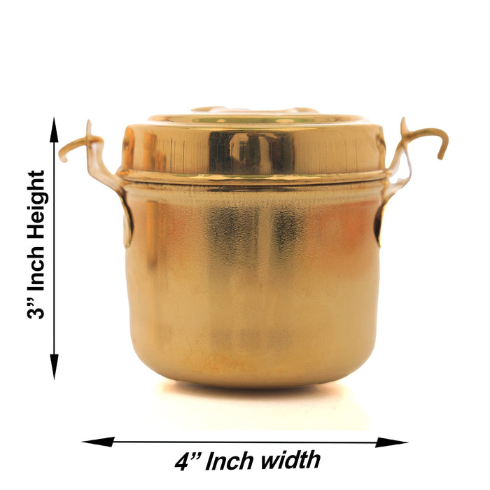Brass Vessels - 3 x 4 Inches | Brass Box/ Brass Storage Container for Home/ 90 Gms Approx