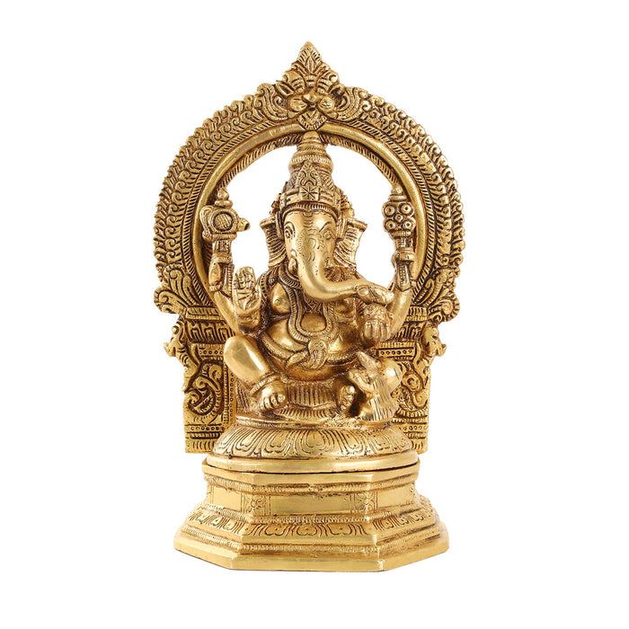 Ganesh with Arch Murti | Antique Brass Statue/ Vinayagar Statue/ Ganesha Idol for Pooja