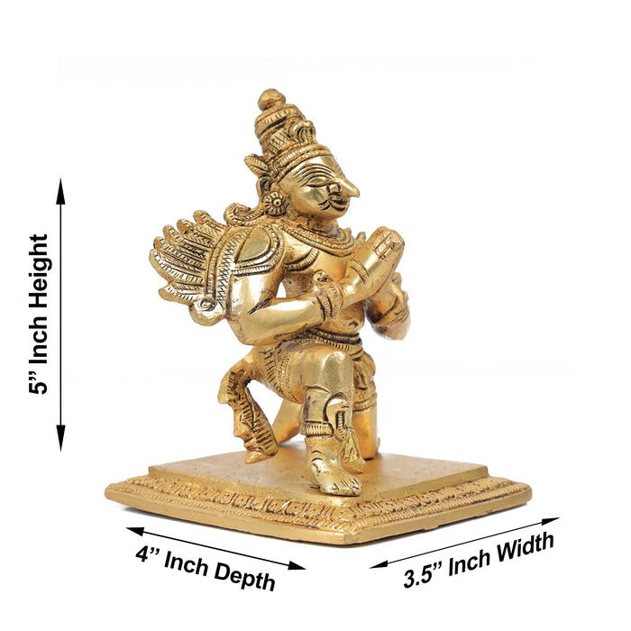 Garuda Statue - 5 Inches | Antique Brass Statue/ Garuda Idol for Pooja/ 1.050 Kgs Approx