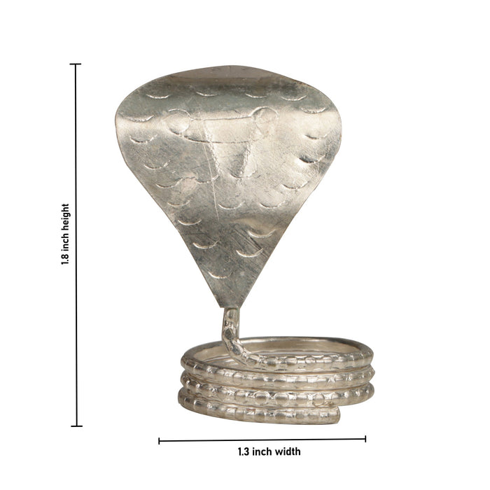 Naag Statue - 1.8 Inches | Silver Naag Idol/ Snake Idol for Pooja/ 10 Gms Approx - Deity Accessories