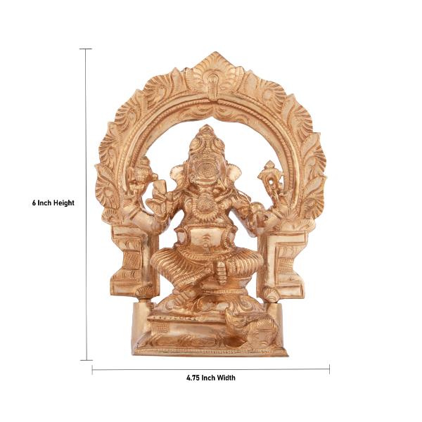 Ganesh Murti - 6 Inches | Ganapati Idol/ Panchaloha Statue/ Vinayagar Statue for Pooja/ 1.080 Kgs Approx - Panchaloha Murties
