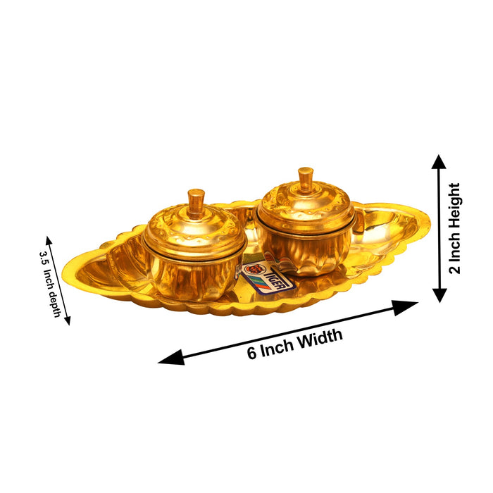 Brass Plate with Kumkum Container | Kumkum Box/ Kumkum Holder/ Pooja Plate for Home