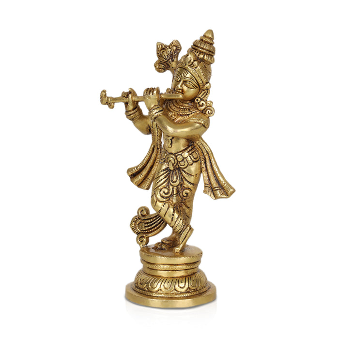Krishnan Statue | Brass Idol/ Krishna Idol/ Lord Krishna Standing/ Krishna Murti for Pooja