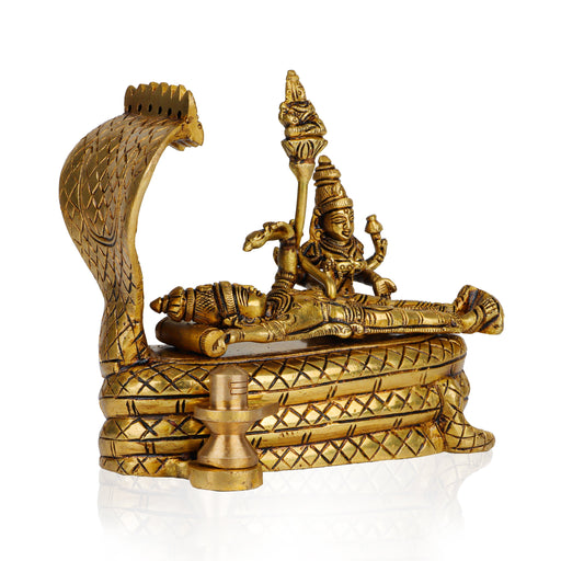 Ranganathan Statue - 5 Inches | Brass Idol/ Antique Finish Ranganathar Idol for Pooja/ 1.560 Kgs Approx - Brass Murties