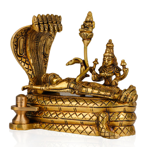 Ranganathan Statue - 5 Inches | Brass Idol/ Antique Finish Ranganathar Idol for Pooja/ 1.560 Kgs Approx - Brass Murties