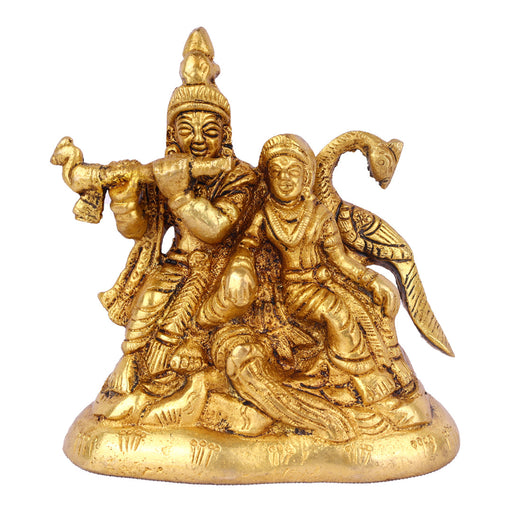 Radha Krishna Murti - 4 Inches | Antique Brass Statue/ Radha Krishna Idol for Pooja/ 470 Gms Approx - Brass Murties