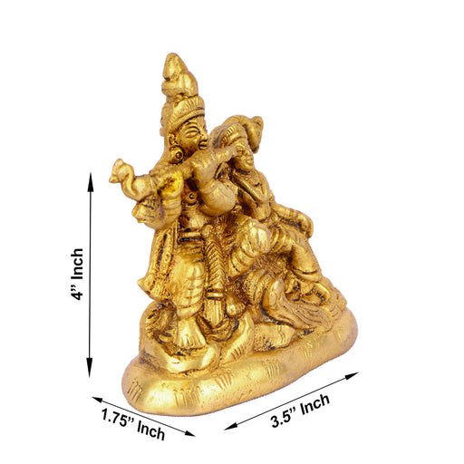 Radha Krishna Murti - 4 Inches | Antique Brass Statue/ Radha Krishna Idol for Pooja/ 470 Gms Approx - Brass Murties