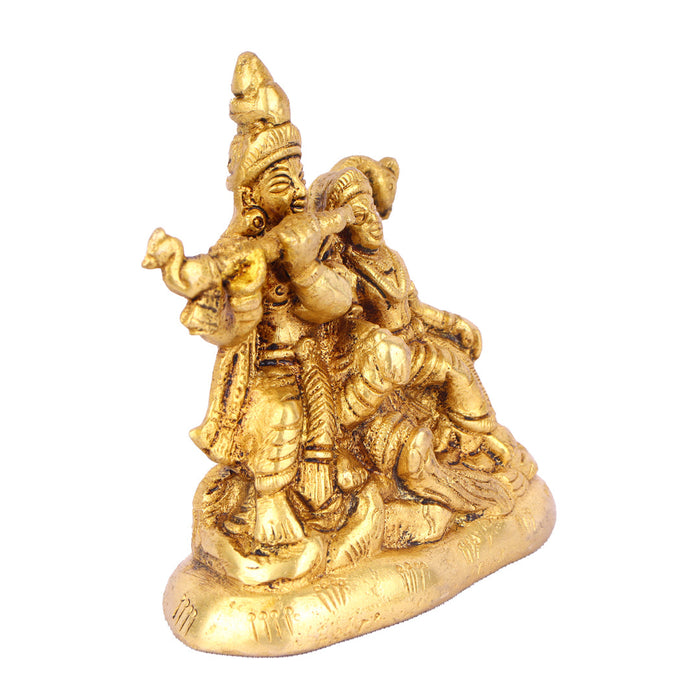 Radha Krishna Murti - 4 Inches | Antique Brass Statue/ Radha Krishna Idol for Pooja/ 470 Gms Approx