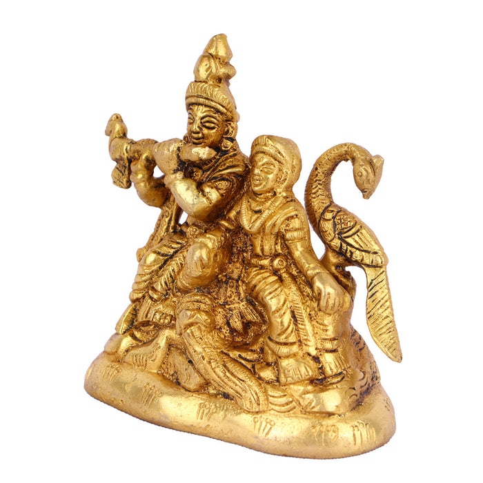 Radha Krishna Murti - 4 Inches | Antique Brass Statue/ Radha Krishna Idol for Pooja/ 470 Gms Approx - Brass Murties