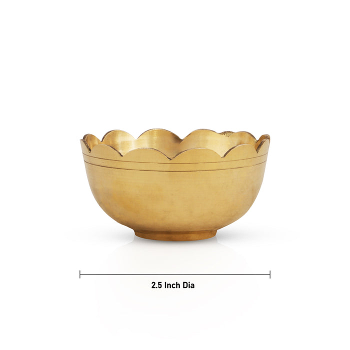 Brass Bowl - 1.5 x 2.5 Inches | Katora/ Pooja Cup for Home/ 50 Gms Approx - Bowls