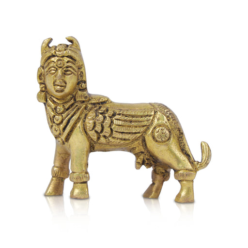 Kamadhenu Statue - 3 Inches | Antique Brass Statue/ Kamadhenu Idol for Pooja/ 260 Gms Approx - Brass Murties