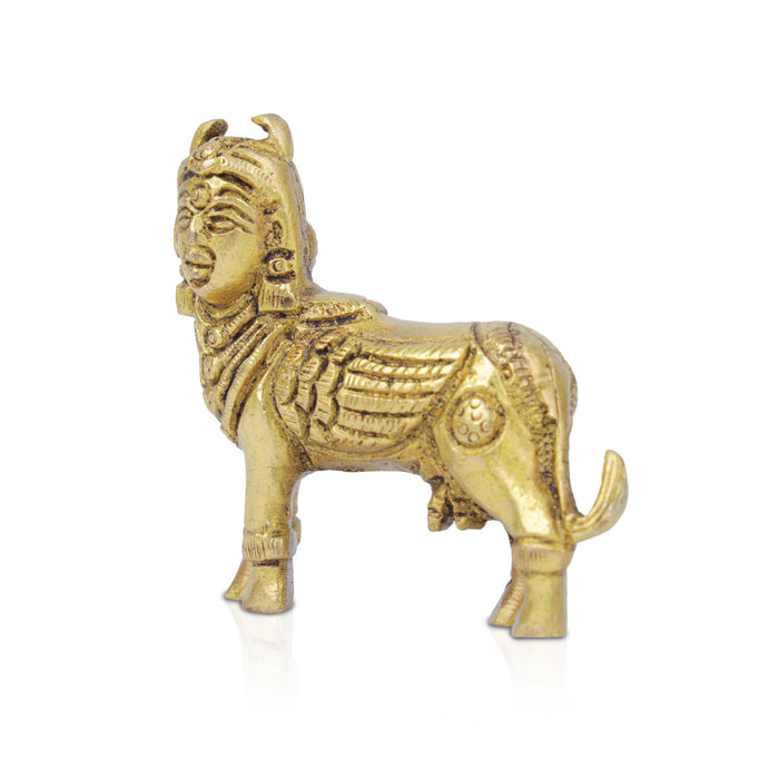 Kamadhenu Statue - 3 Inches | Antique Brass Statue/ Kamadhenu Idol for Pooja/ 260 Gms Approx - Brass Murties