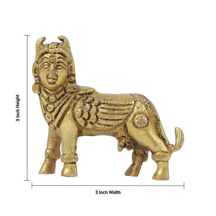 Kamadhenu Statue - 3 Inches | Antique Brass Statue/ Kamadhenu Idol for Pooja/ 260 Gms Approx - Brass Murties