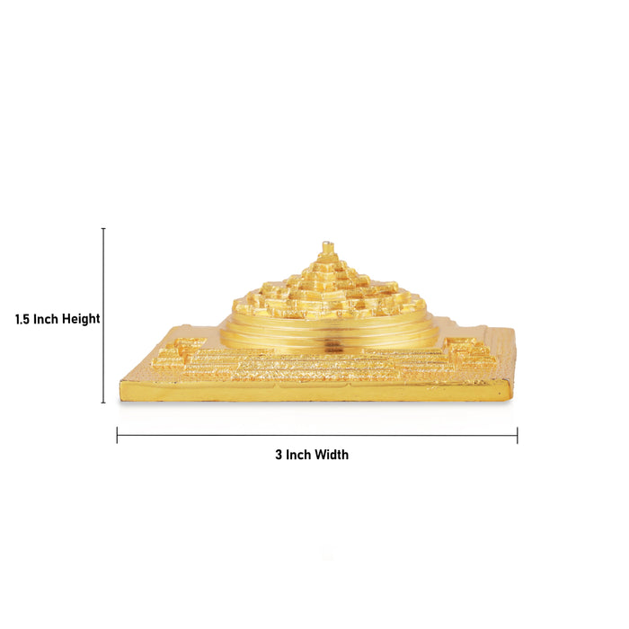 Maha Meru - 1.5 x 3 Inches | Golden Polish Shree Meru/ Shree Yantra for Pooja/ 320 Gms Approx - Maha Meru & Yantra