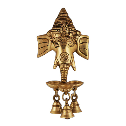Ganesh Wall Hanging - 8 x 4 Inches | Ganesha Head/ Antique Brass Statue/ Ganesha Face Wall Hanging for Pooja - Wall Hanging