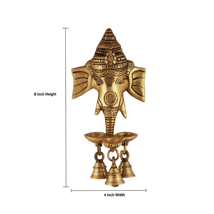 Ganesh Wall Hanging - 8 x 4 Inches | Ganesha Head/ Antique Brass Statue/ Ganesha Face Wall Hanging for Pooja - Wall Hanging