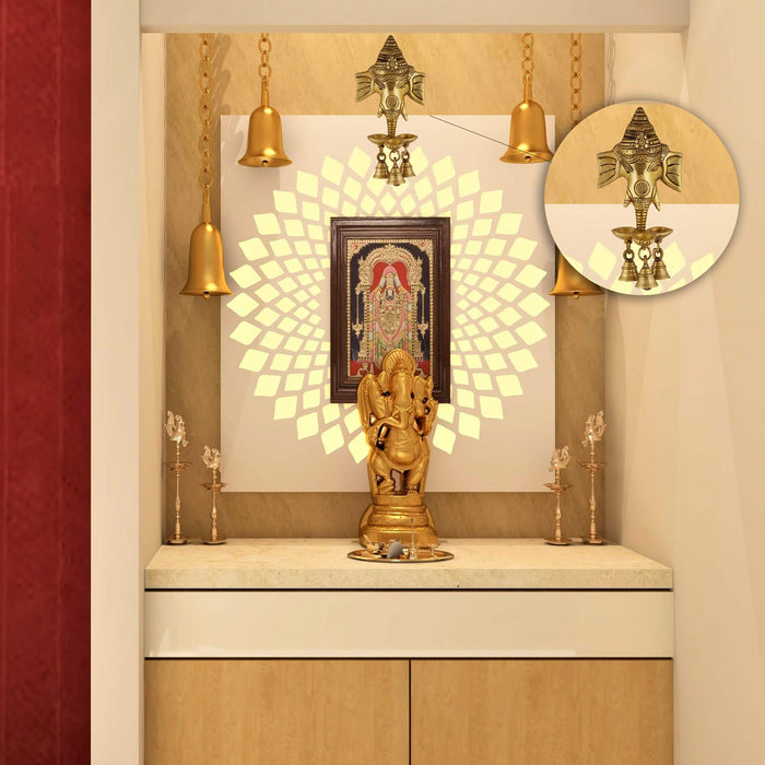 Ganesh Wall Hanging - 8 x 4 Inches | Ganesha Head/ Antique Brass Statue/ Ganesha Face Wall Hanging for Pooja - Wall Hanging