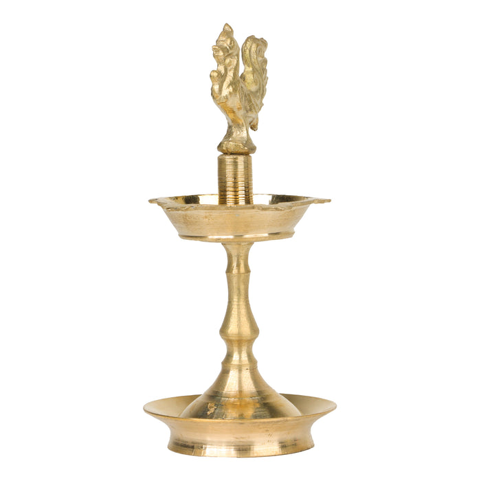 Brass Karaikudi Lamp - 5 Inches | Annam Design Vilakku for Pooja/ Deep/ 100 Gms Approx