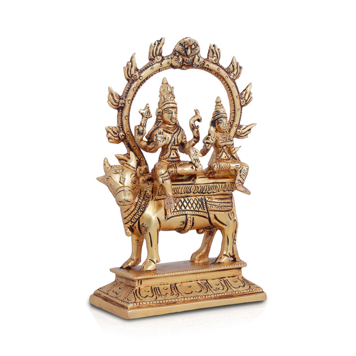 Shiv Parivar Murti | Antique Brass Statue/ Shiva Parvati Statue/ Pradosha Murti for Pooja