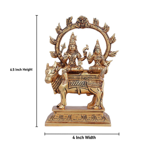 Shiv Parivar Murti - 6 Inches | Antique Brass Statue/ Shiva Parvati Statue/ Pradosha Murti for Pooja - Brass Murties