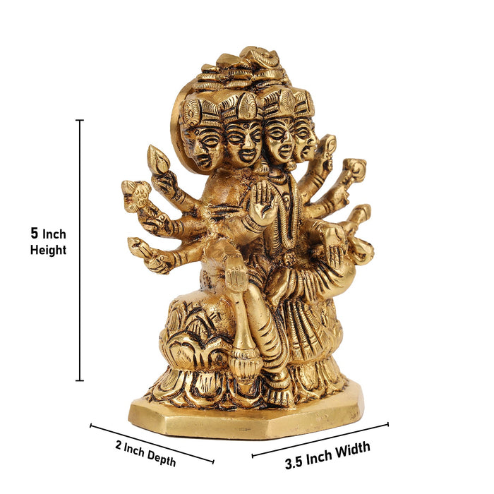 Gayatri Devi - 5 x 3.5 Inches | Brass Idol/ Gayatri Mata Murti/ Gayathri Idol for Pooja - Brass Murties