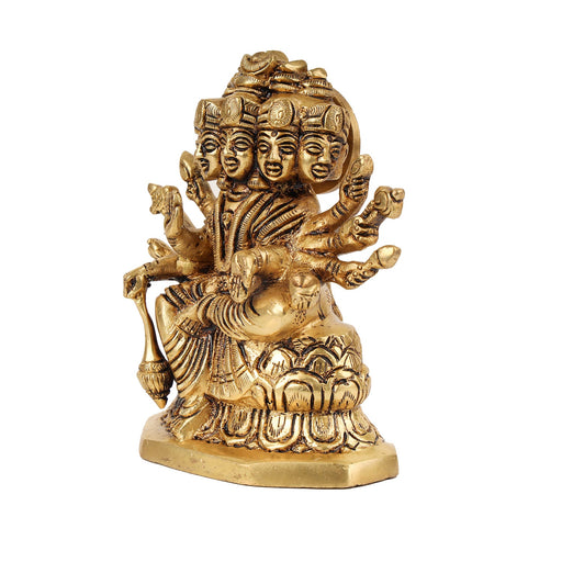 Gayatri Devi - 5 x 3.5 Inches | Brass Idol/ Gayatri Mata Murti/ Gayathri Idol for Pooja - Brass Murties