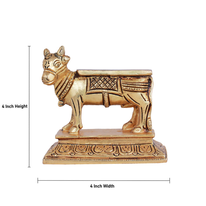 Nandi Statue - 2 Inches | Antique Brass Statue/ Nandi Idol/ Nandhi Statue for Pooja/ 150 Gms Approx