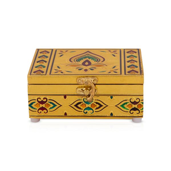 Pooja Box - 2.5 x 6 Inches | Silver Finish Puja Box/ Storage Box for Jewellery - Pooja Box & Paduka