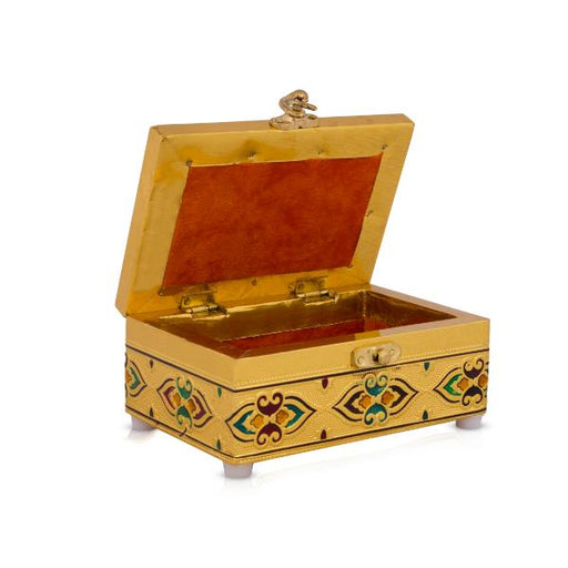 Pooja Box - 2.5 x 6 Inches | Silver Finish Puja Box/ Storage Box for Jewellery - Pooja Box & Paduka