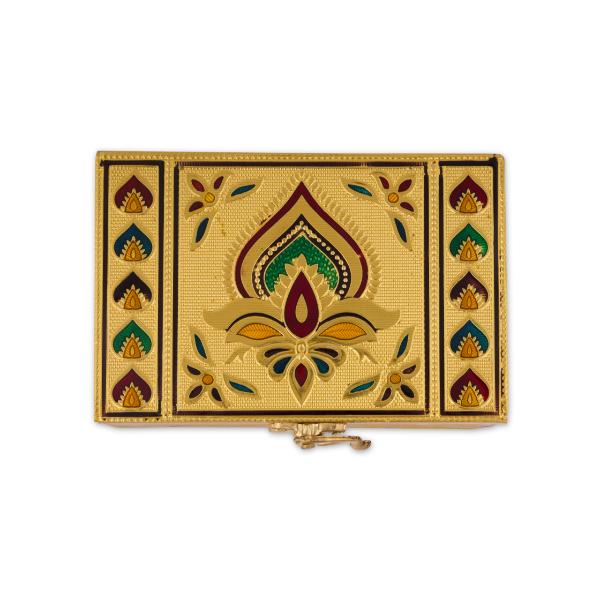 Pooja Box - 2.5 x 6 Inches | Silver Finish Puja Box/ Storage Box for Jewellery - Pooja Box & Paduka