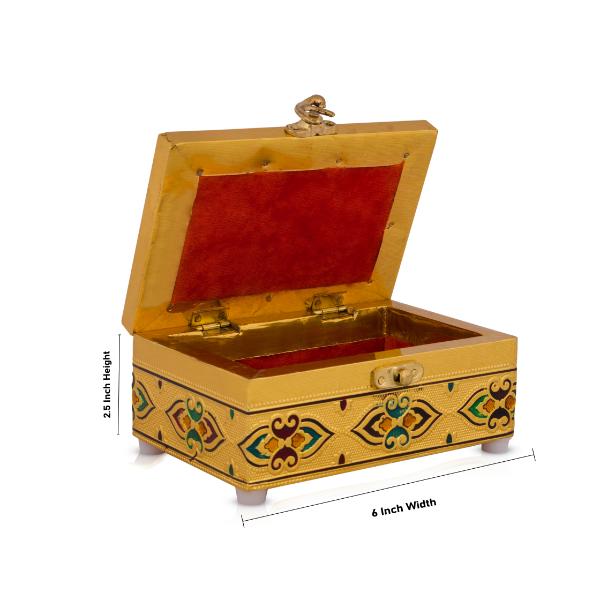 Pooja Box - 2.5 x 6 Inches | Silver Finish Puja Box/ Storage Box for Jewellery - Pooja Box & Paduka